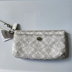 Coach, clutch, wristlet, white